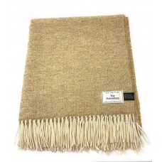 100% Wool Blanket/Throw/Rug Oatmeal with Cream Rope Fringing